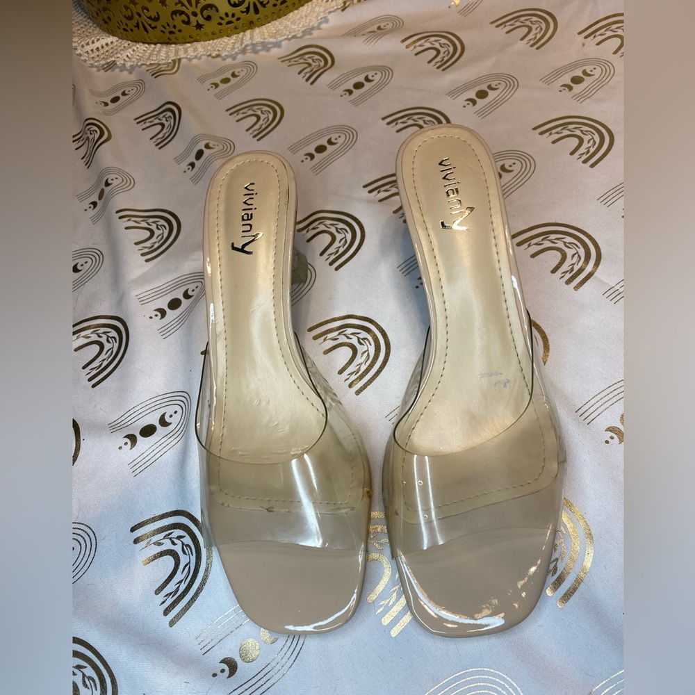 Vivianly Cream Mules Sleek Minimalist Design